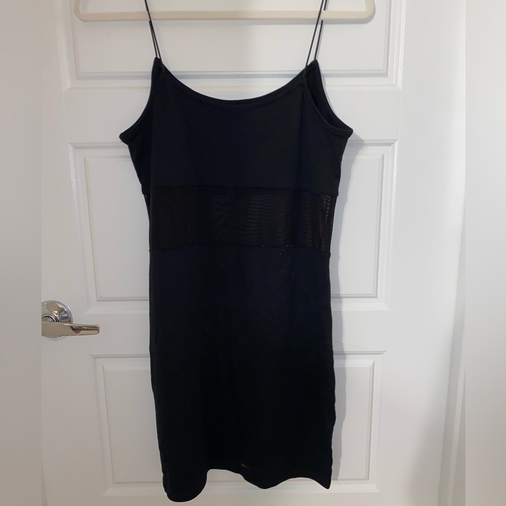 Black BodyCon Dress with Mesh Insert